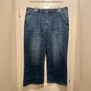 Kan Can Selene Mid Rise Crop Wide Leg Jeans